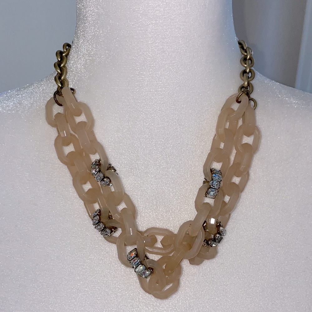 J Crew Double Strand Chainlink with Rhinestones Necklace